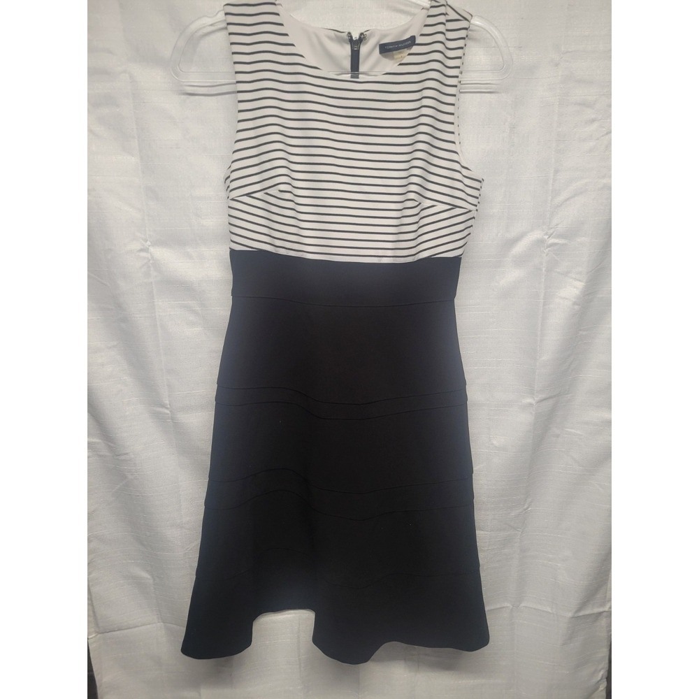 Tommy Hilfiger Sleeveless Bl/ White Preppy Nautical Stripe Dress Women's Sz 4